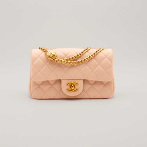 Chanel Mini Flap Bag with Camellia Chain