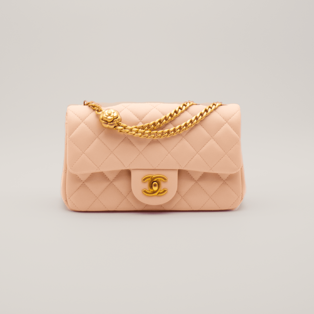 Chanel Mini Flap Bag with Camellia Chain