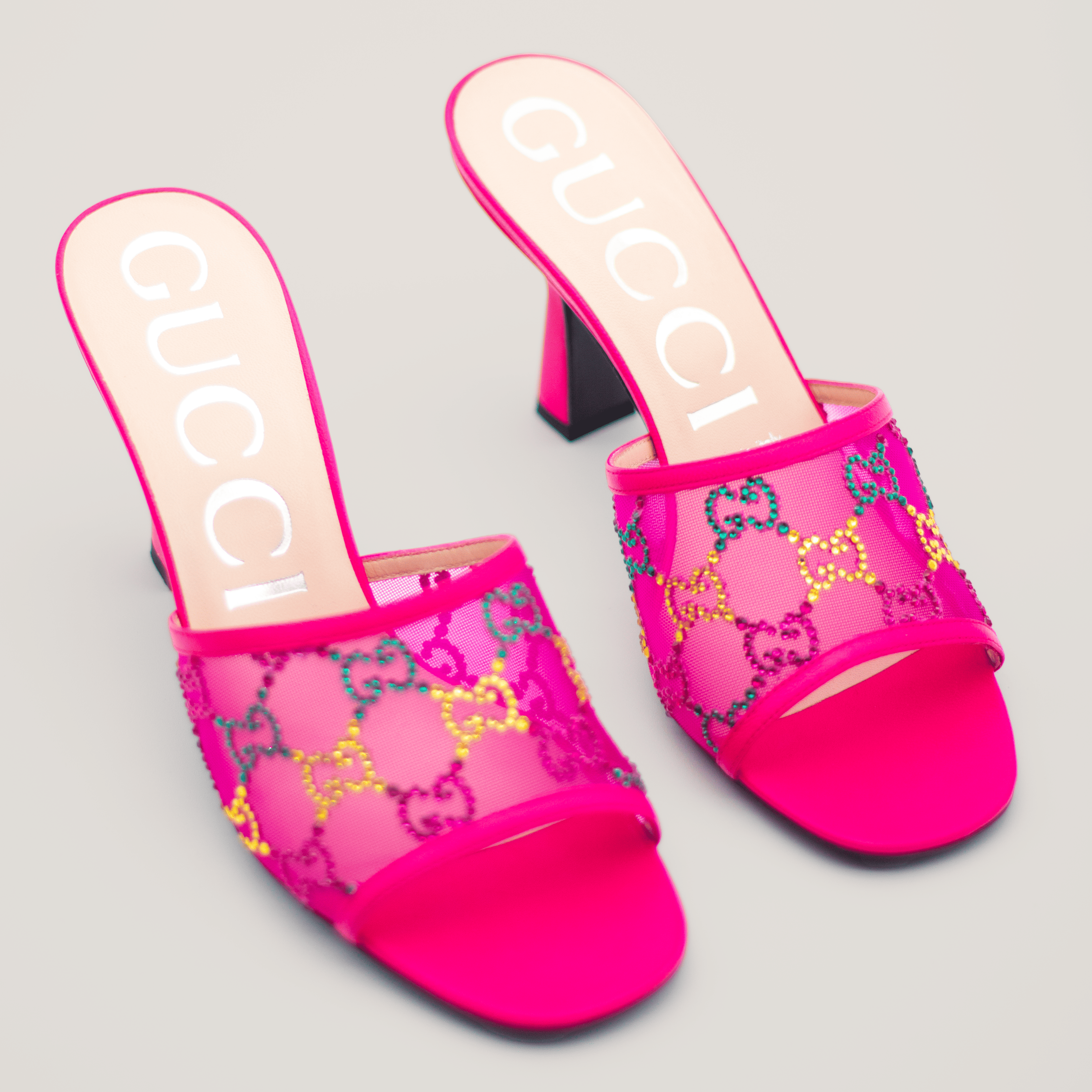 Gucci Mesh Embellished GG Mules 75