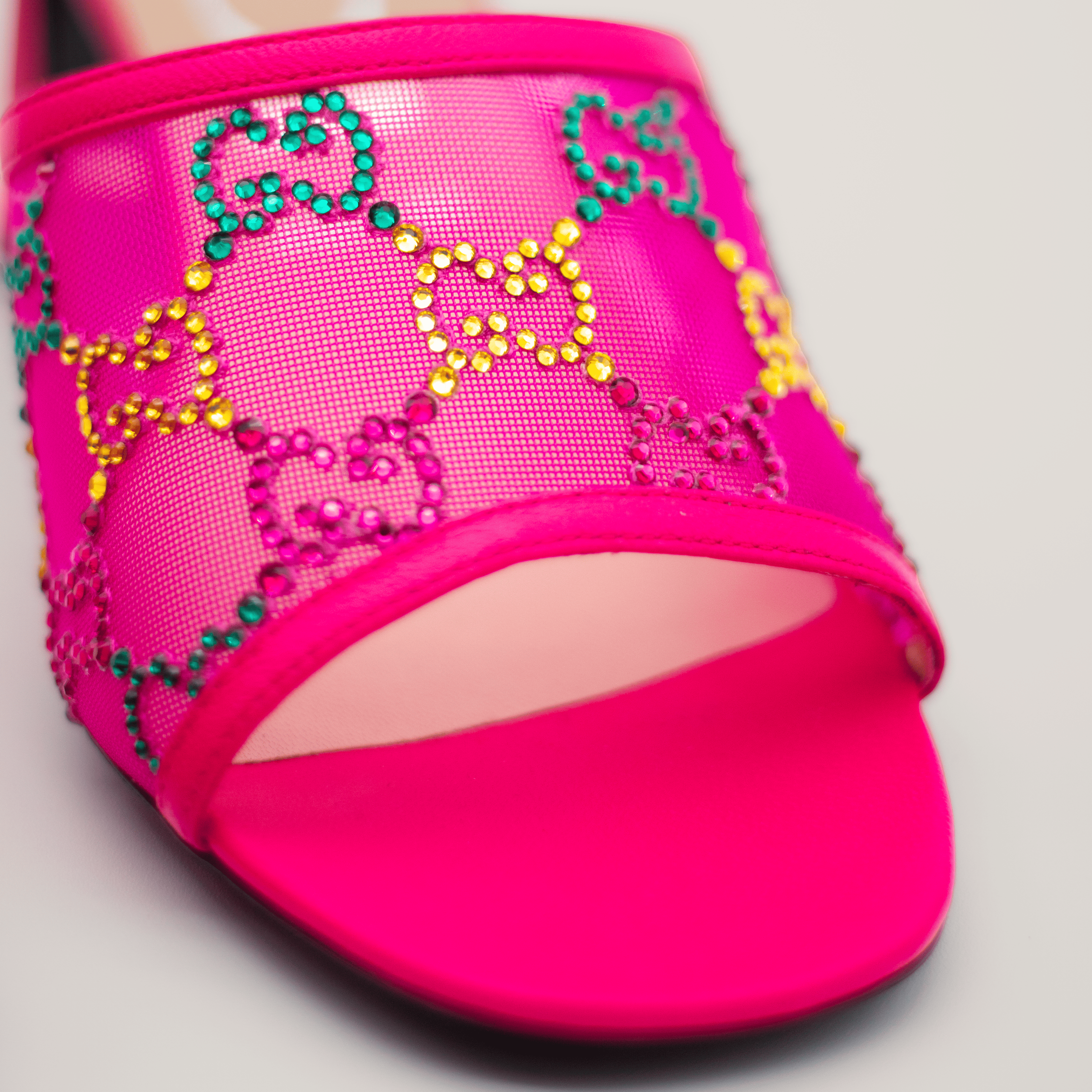 Gucci Mesh Embellished GG Mules 75