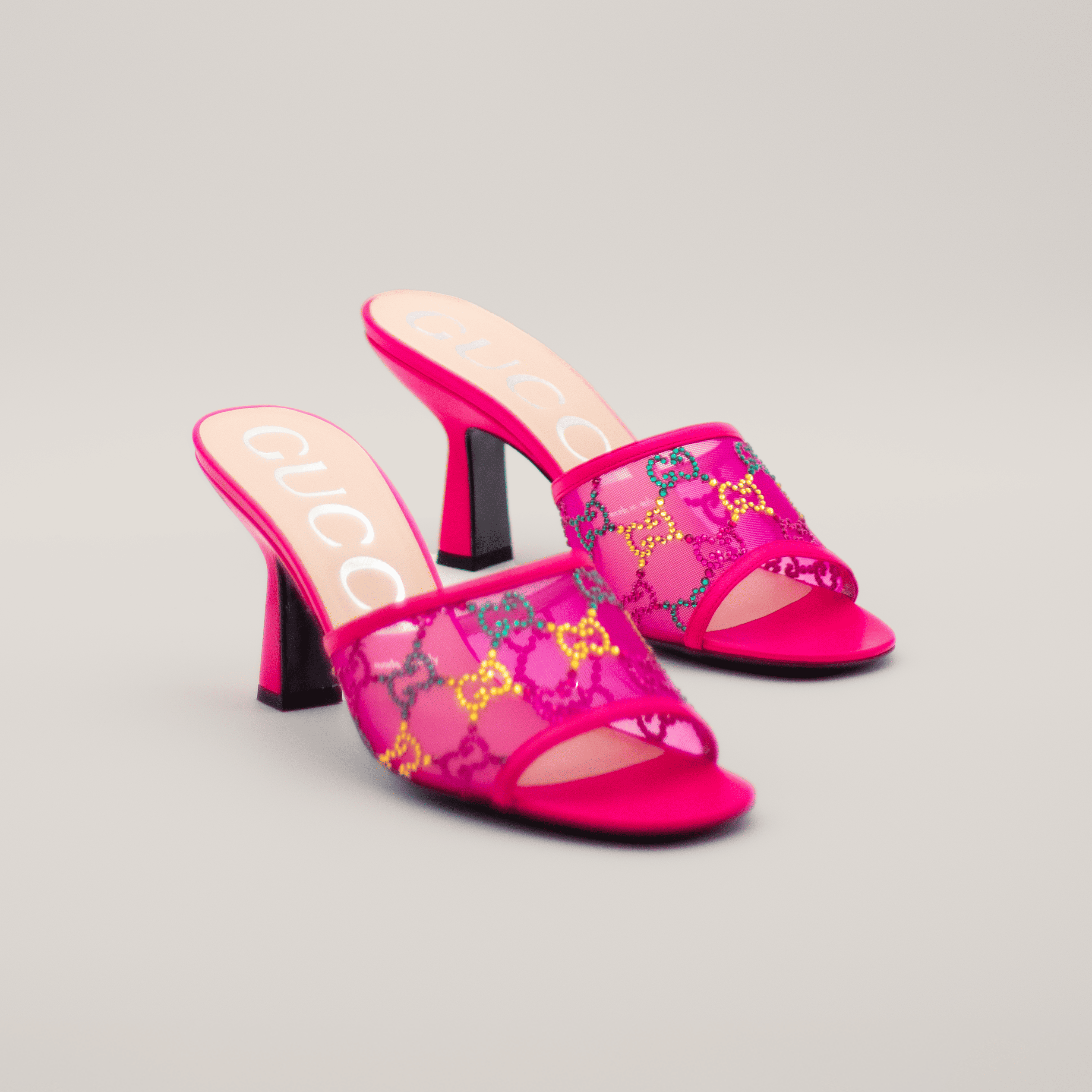 Gucci Mesh Embellished GG Mules 75