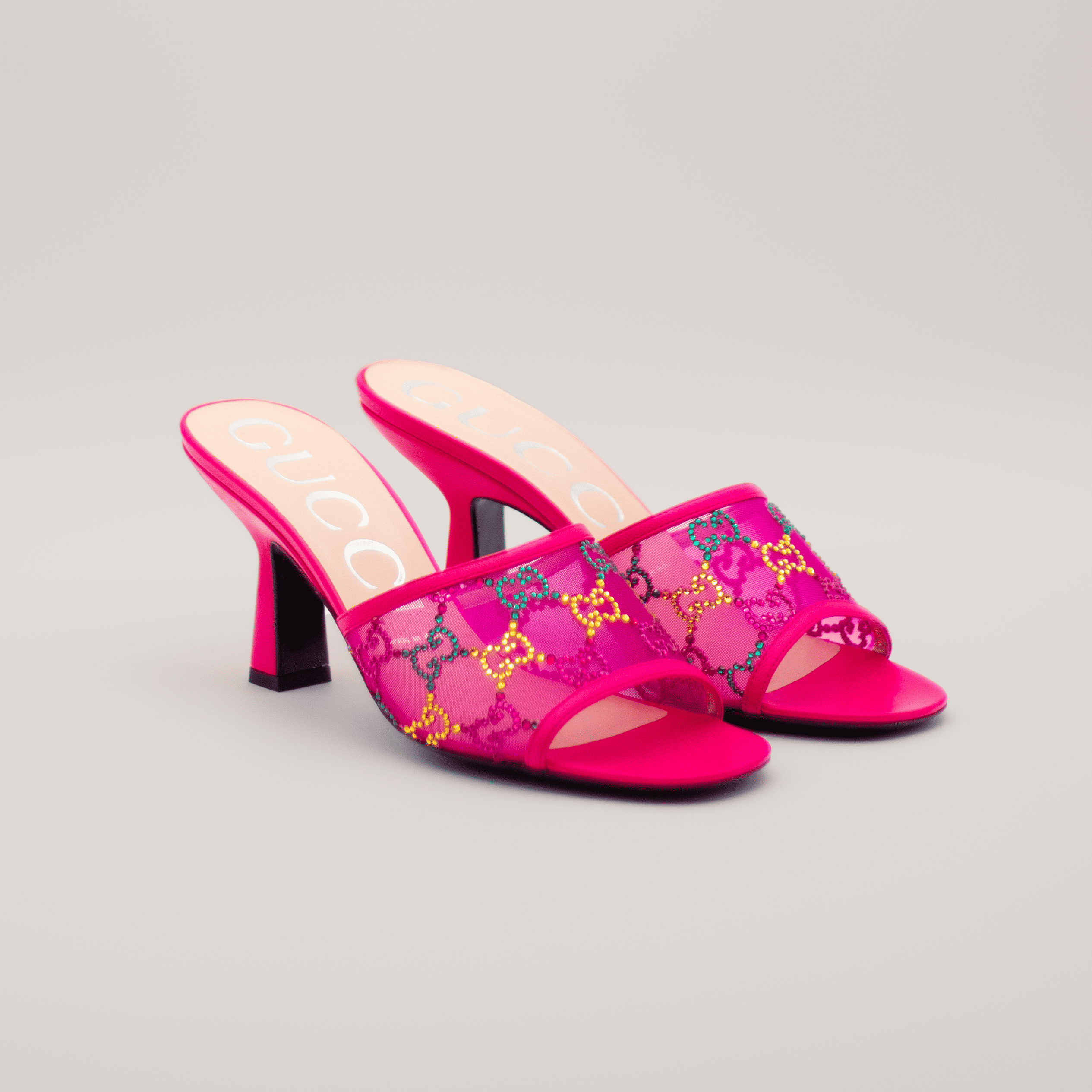 Gucci Mesh Embellished GG Mules 75