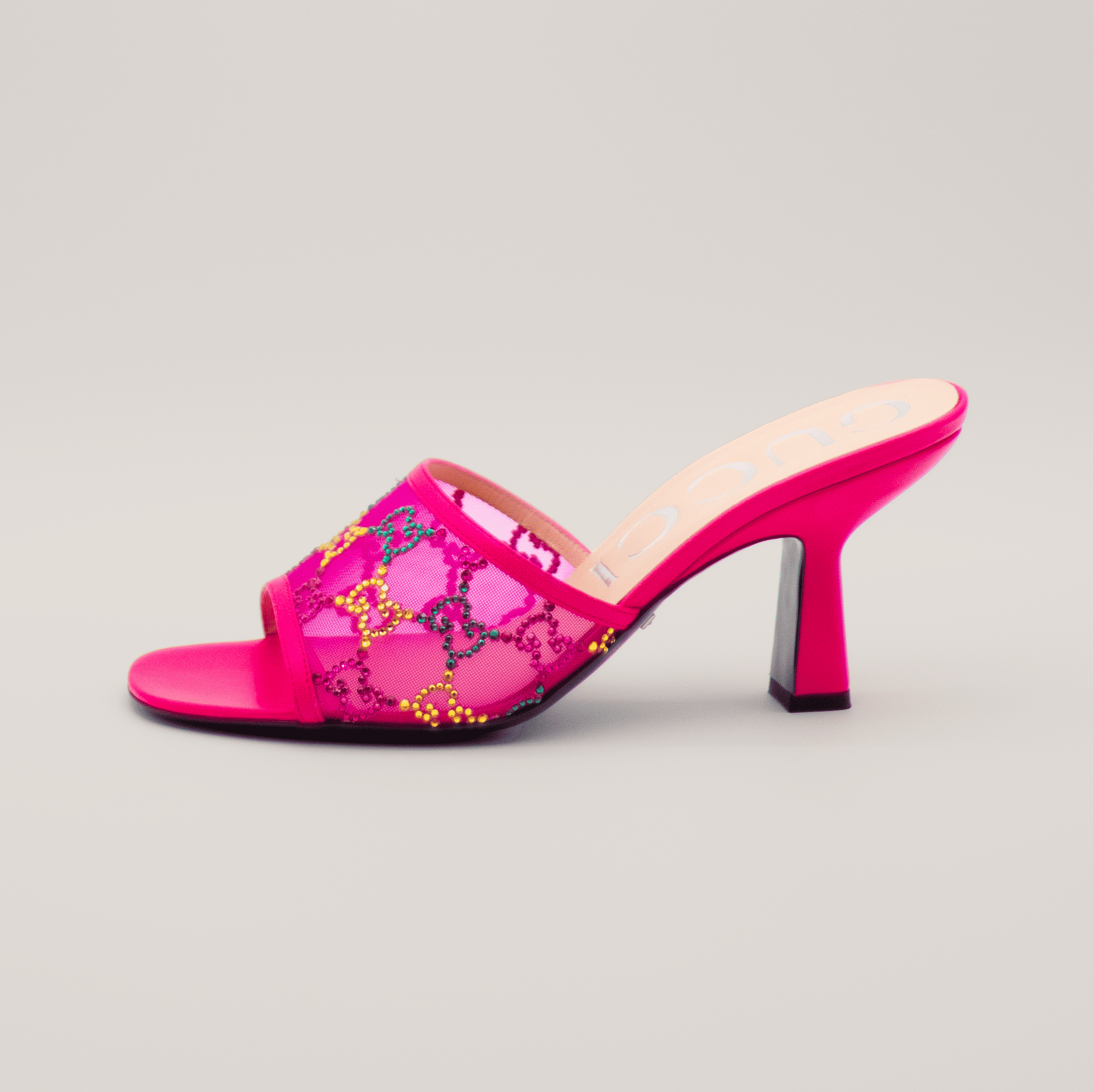 Gucci Mesh Embellished GG Mules 75